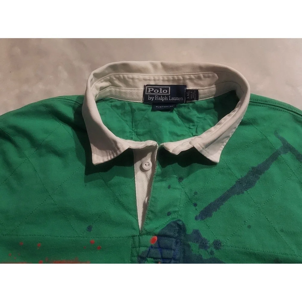 Polo Ralph Lauren Vintage 2006 Big Pony Watercolor Graphic Rugby Shirt Size XXL